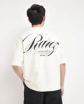 Rare Rabbit Men's Rano Off White Cotton Graphic Print Oversized Fit Half Sleeve Crew Neck T-Shirt