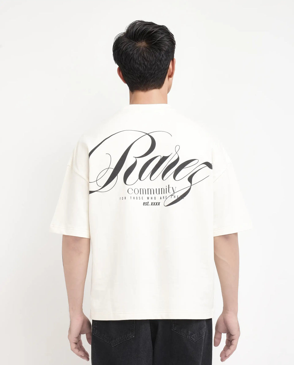 Rare Rabbit Men's Rano Off White Cotton Graphic Print Oversized Fit Half Sleeve Crew Neck T-Shirt