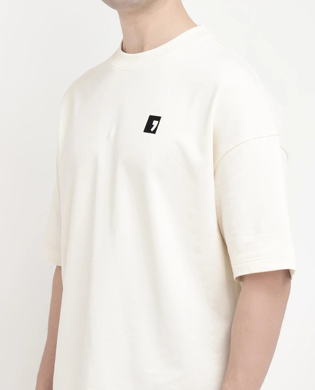 Rare Rabbit Men's Rano Off White Cotton Graphic Print Oversized Fit Half Sleeve Crew Neck T-Shirt