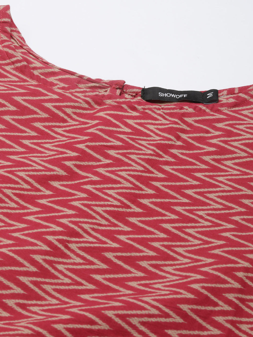 Women's Fuchsia Geometric Printed Straight Kurta