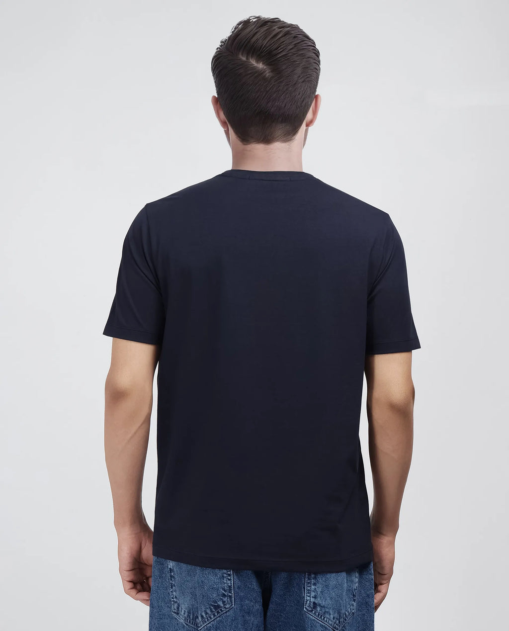 Rare Rabbit Men's Rek Navy Cotton Blend Graphic Print Regular Fit Half Sleeve Crew Neck T-Shirt