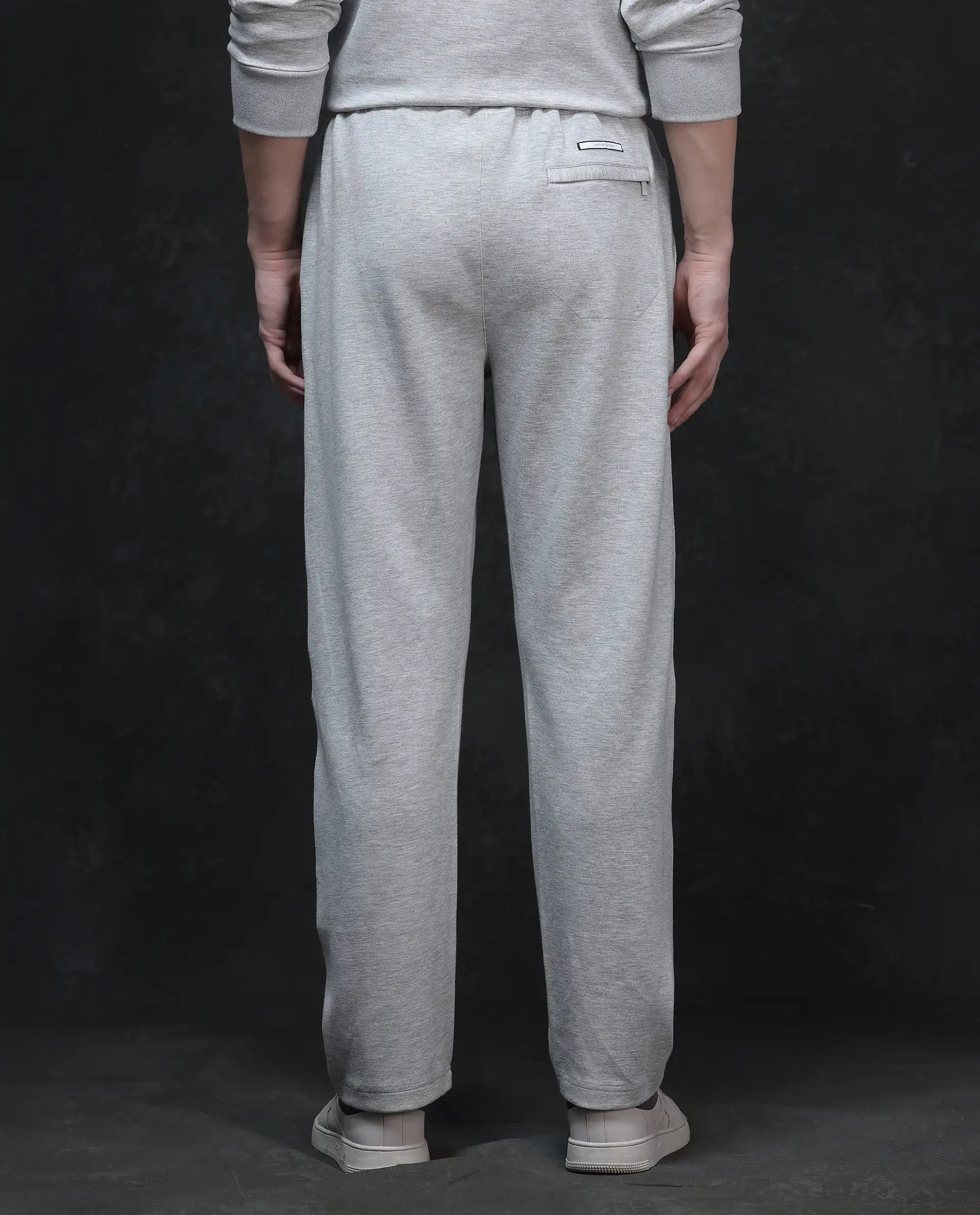 Rare Rabbit Men's Renk Melange Grey Modal Plain Baggy Fit Track Pant