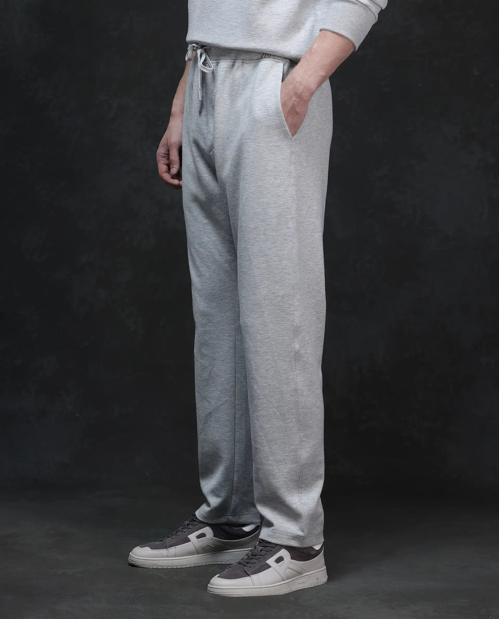 Rare Rabbit Men's Renk Melange Grey Modal Plain Baggy Fit Track Pant