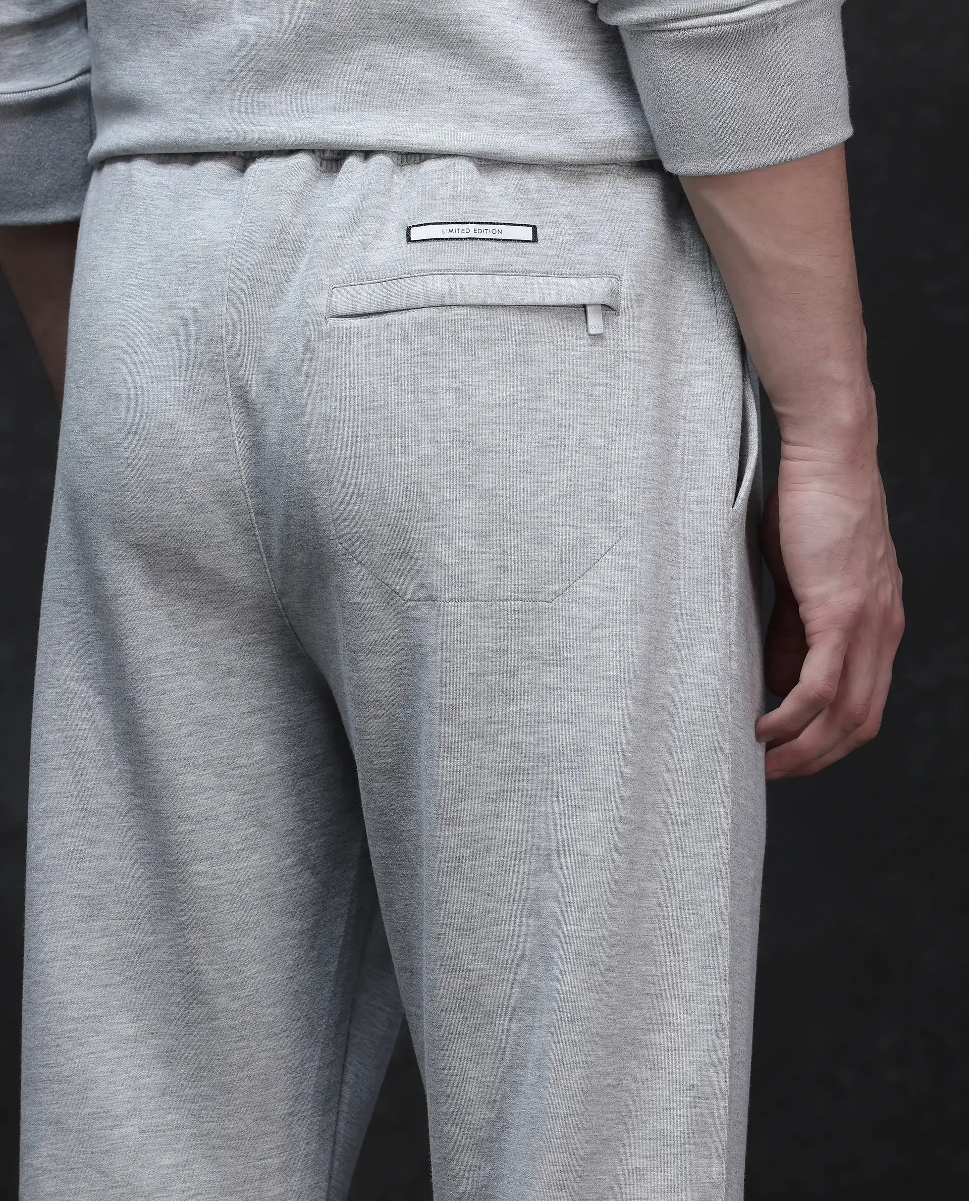 Rare Rabbit Men's Renk Melange Grey Modal Plain Baggy Fit Track Pant