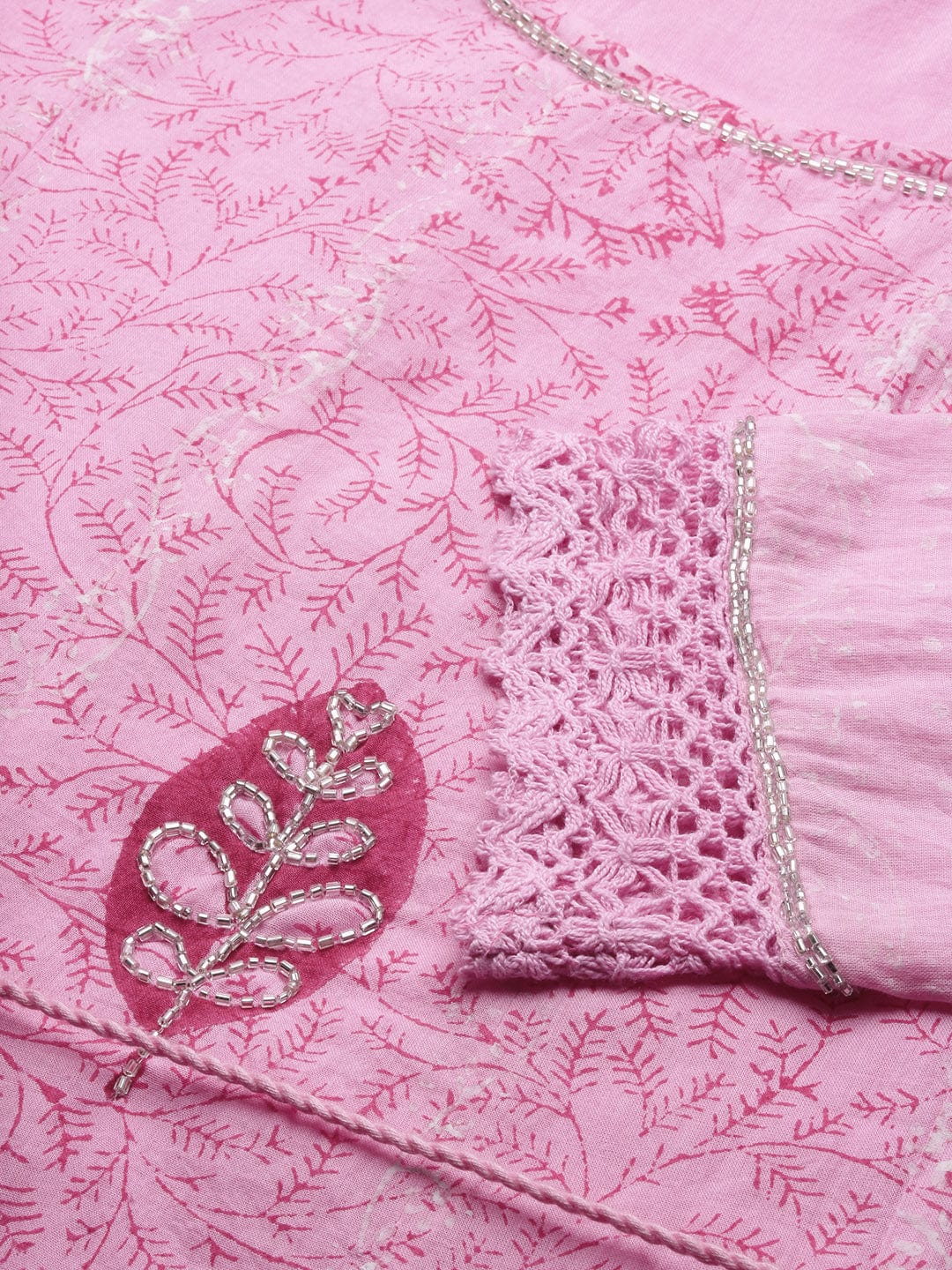 Women's Floral Pink Anarkali Kurta