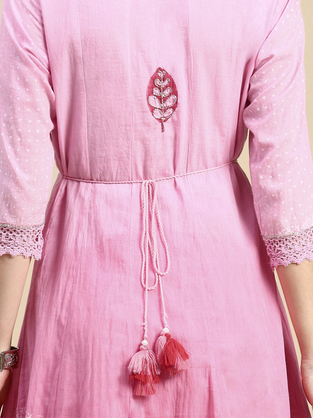 Women's Floral Pink Anarkali Kurta