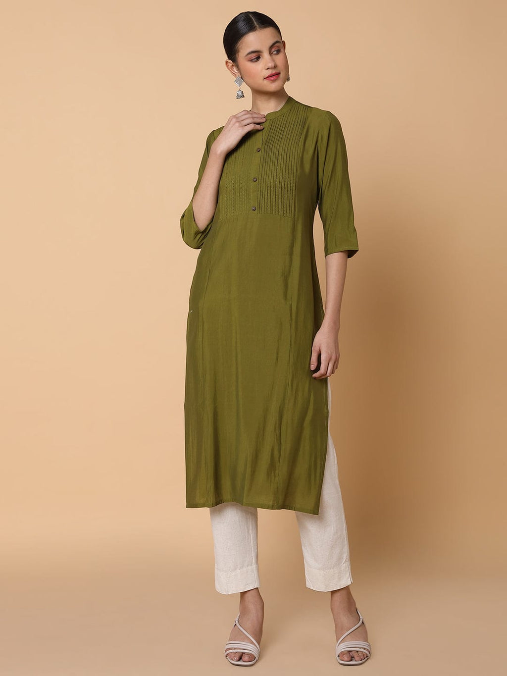 Women's Solid Green Straight Kurta