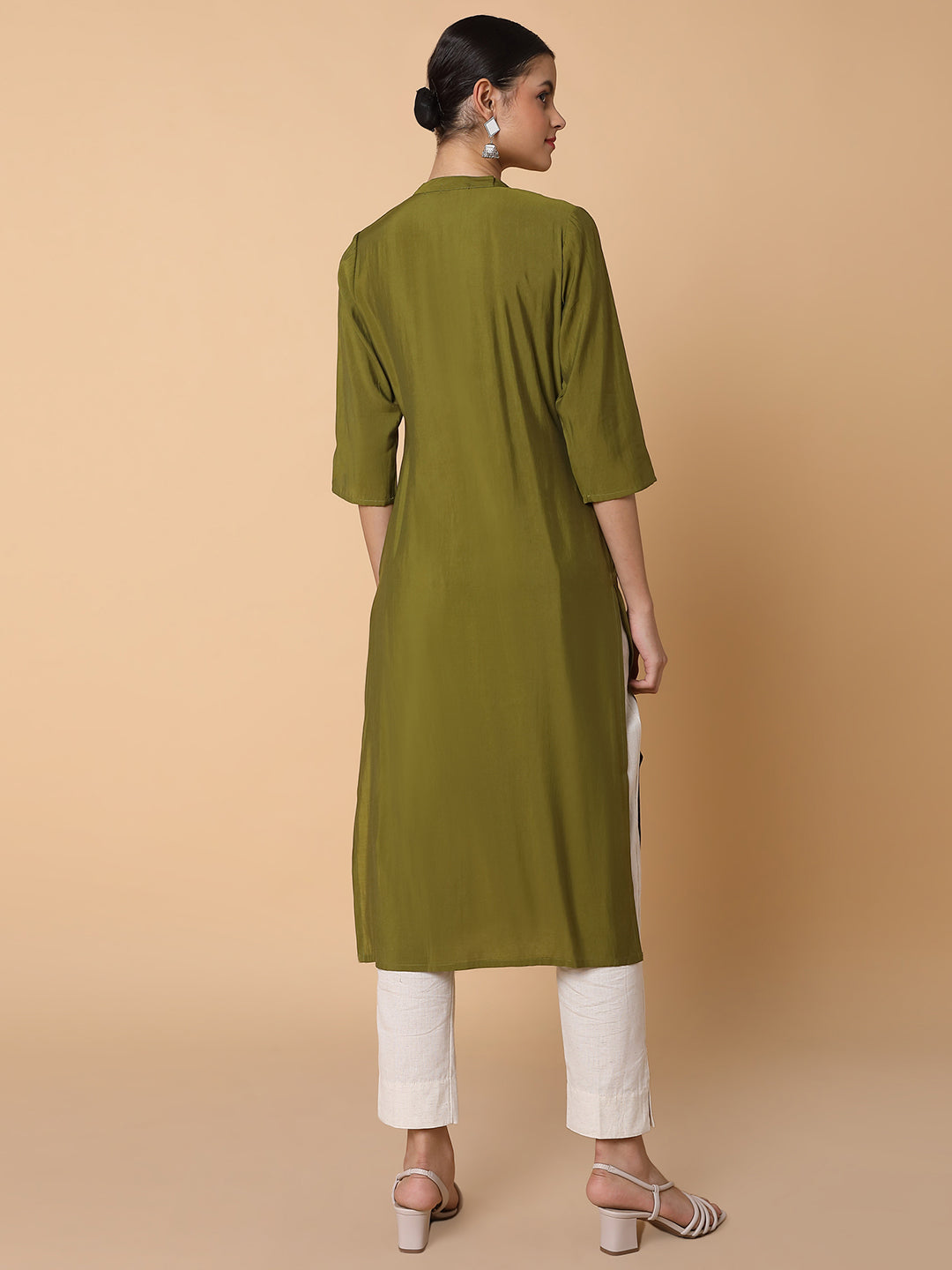 Women's Solid Green Straight Kurta