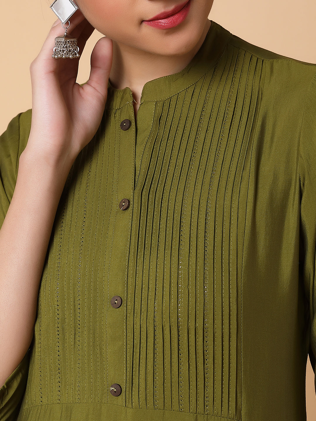Women's Solid Green Straight Kurta
