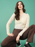 Women's Beige Velvet Top