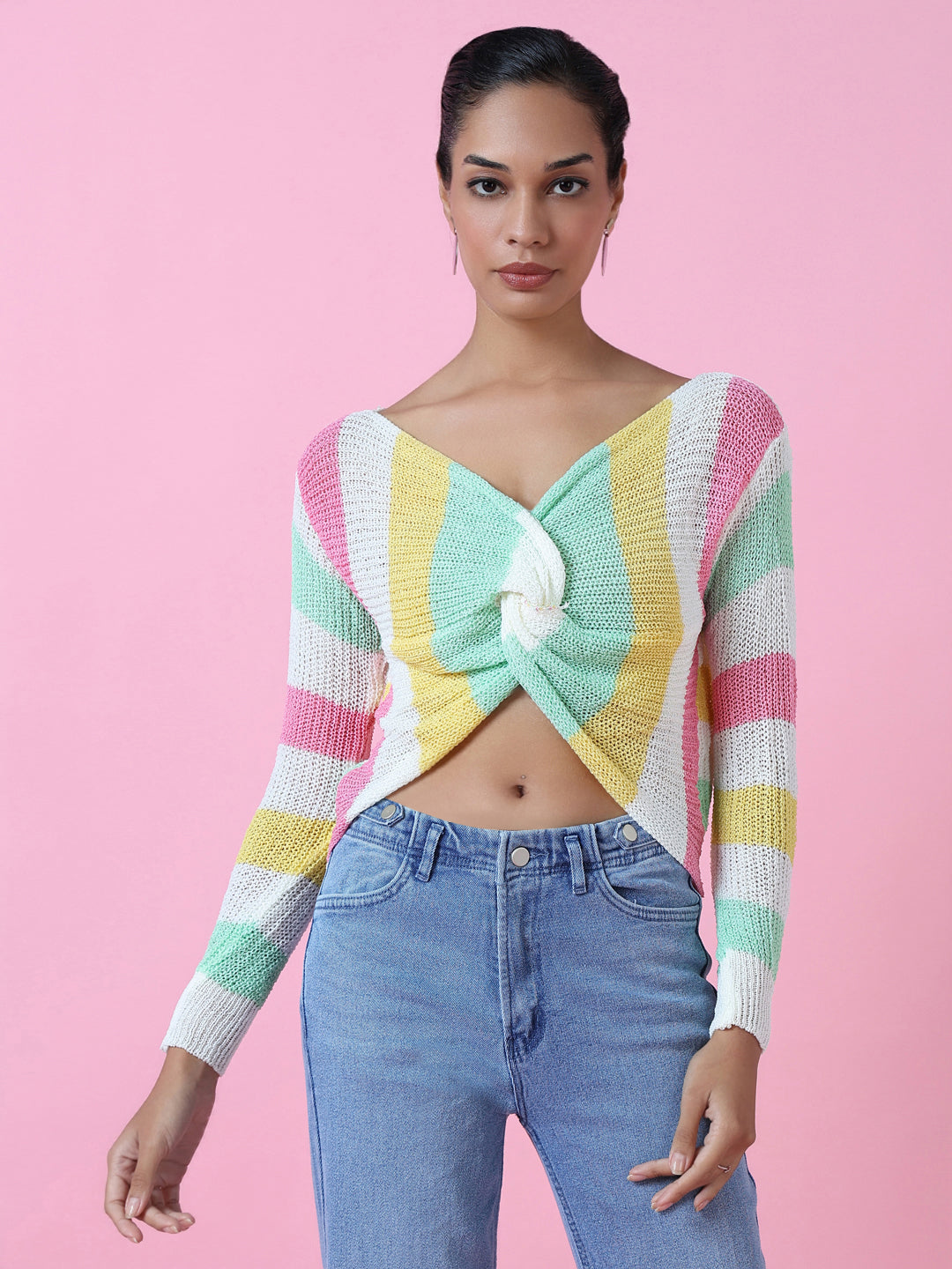 Women's Multi Striped Twisted Top