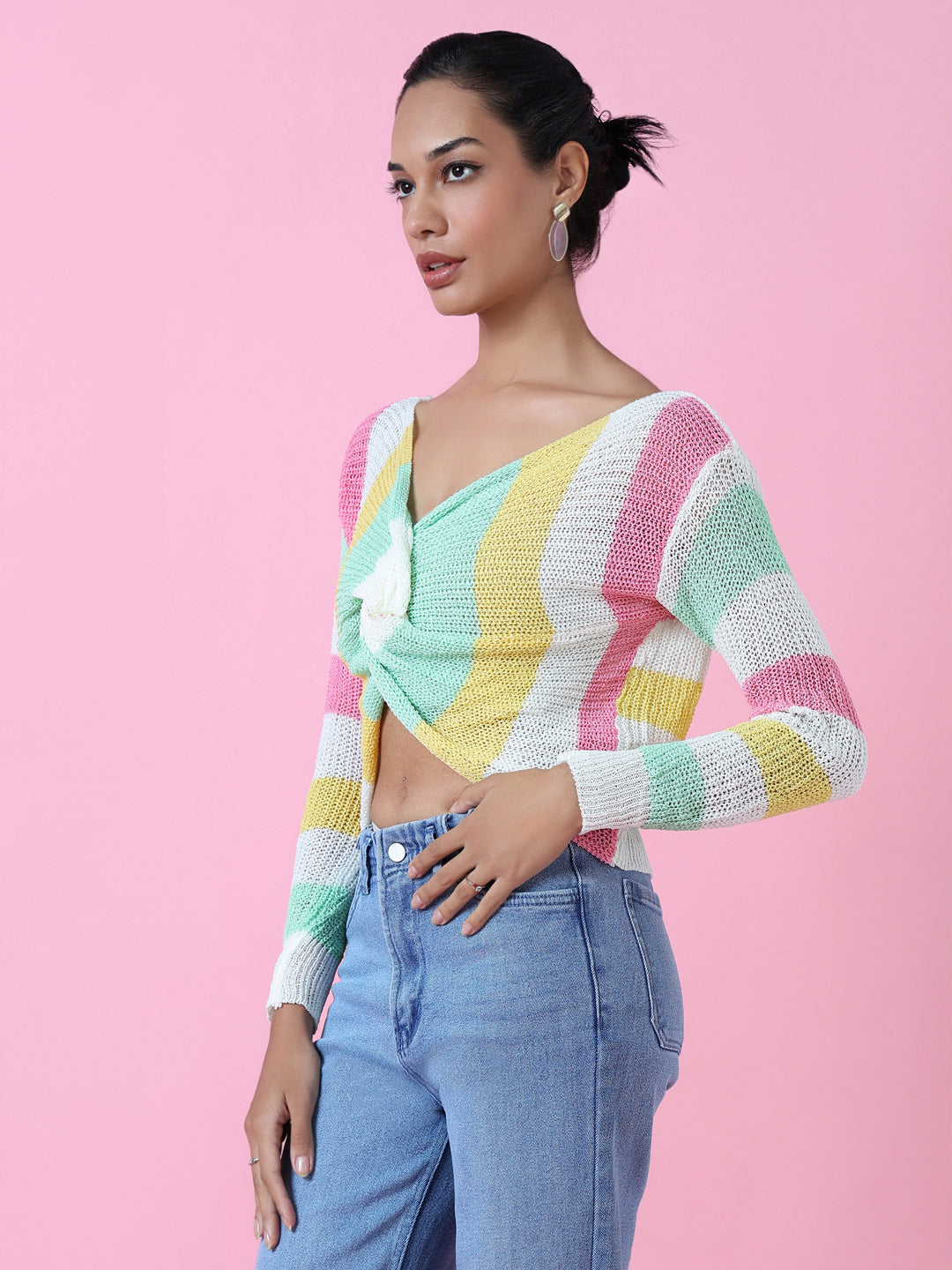 Women's Multi Striped Twisted Top