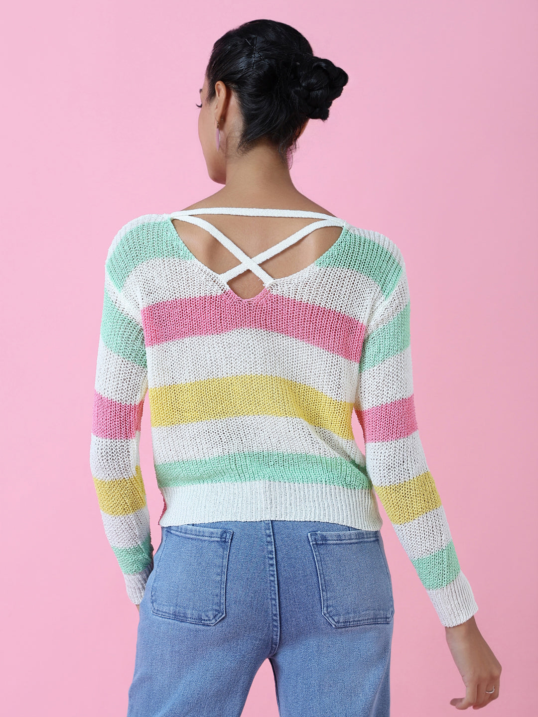 Women's Multi Striped Twisted Top