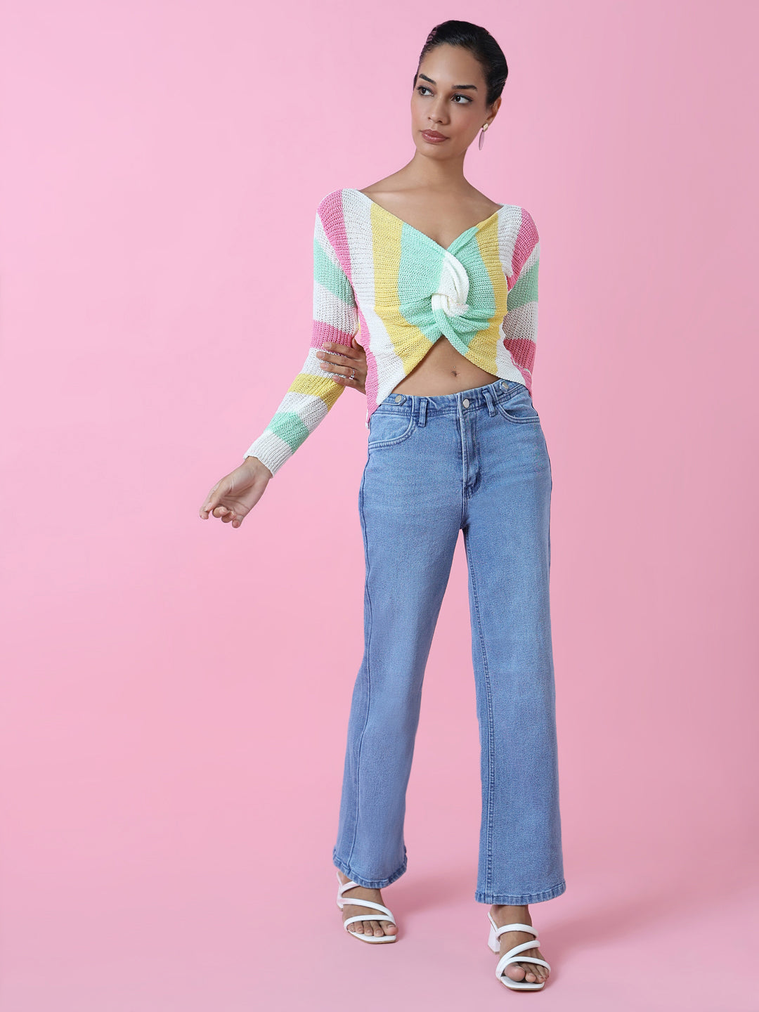 Women's Multi Striped Twisted Top