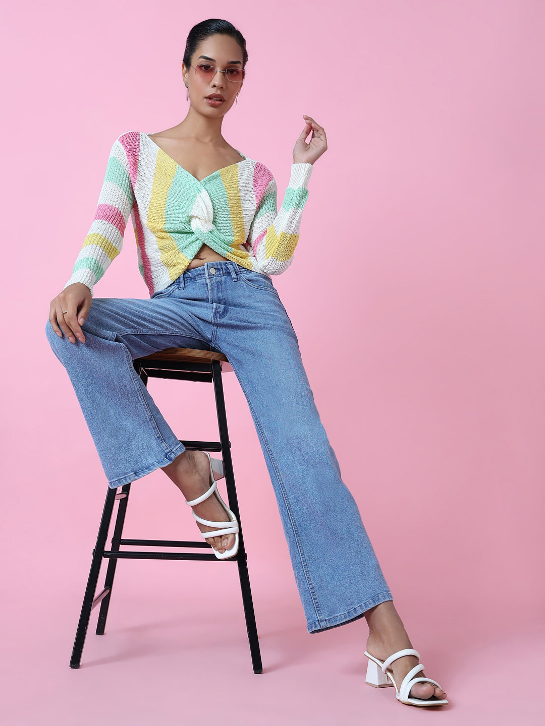 Women's Multi Striped Twisted Top