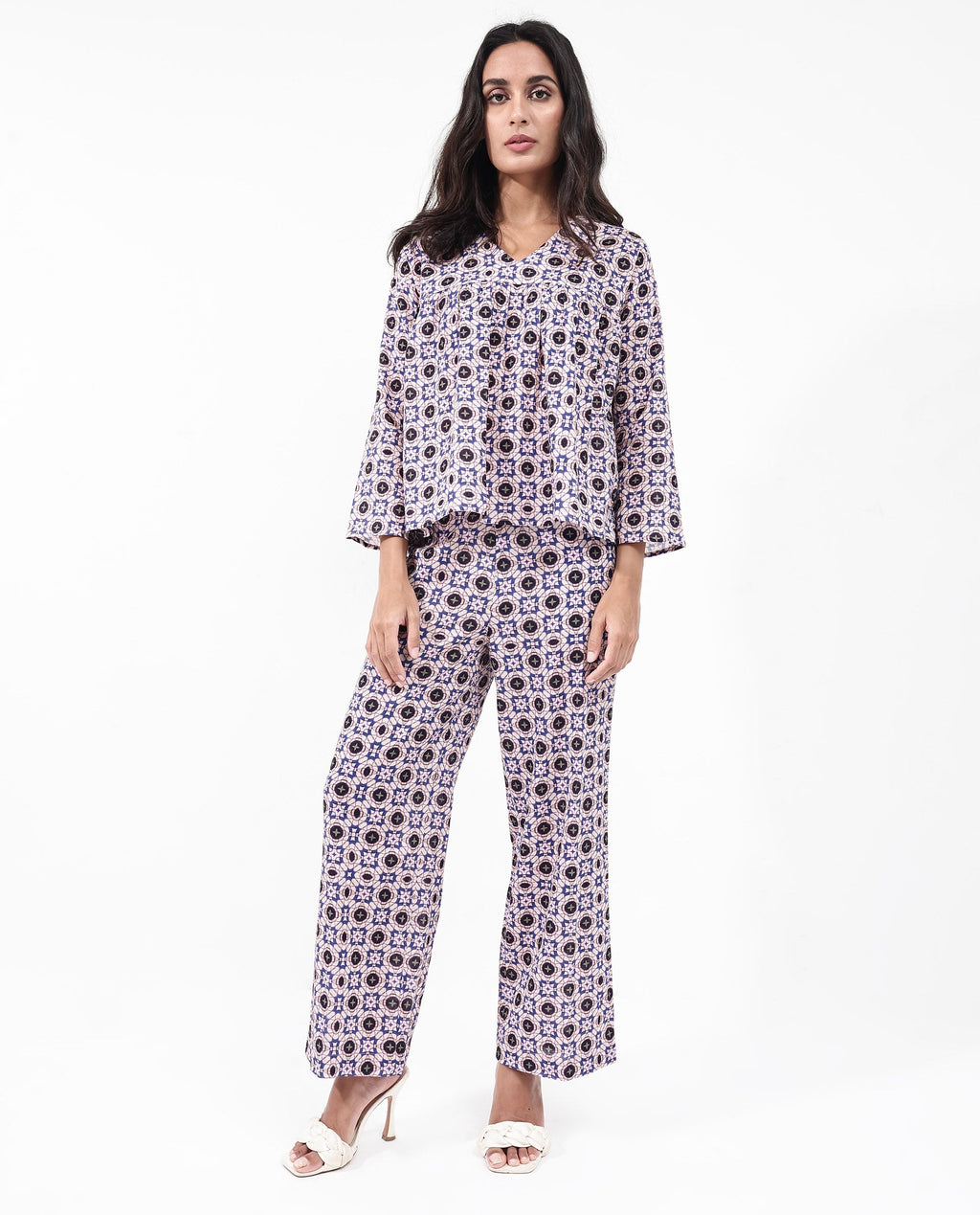Rareism Women's Bina-B Multi Cotton Blend Paisley Print Ankle Length Straight Fit Trouser