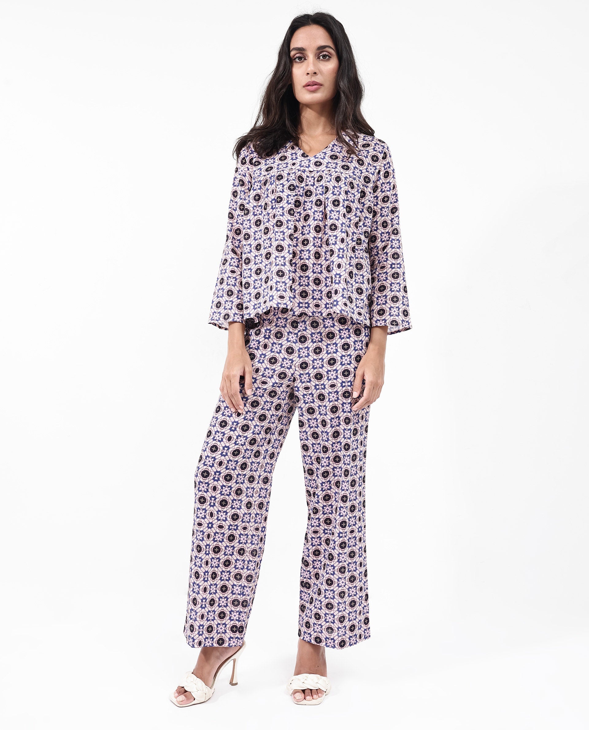 Rareism Women's Bina-B Multi Cotton Blend Paisley Print Ankle Length Straight Fit Trouser