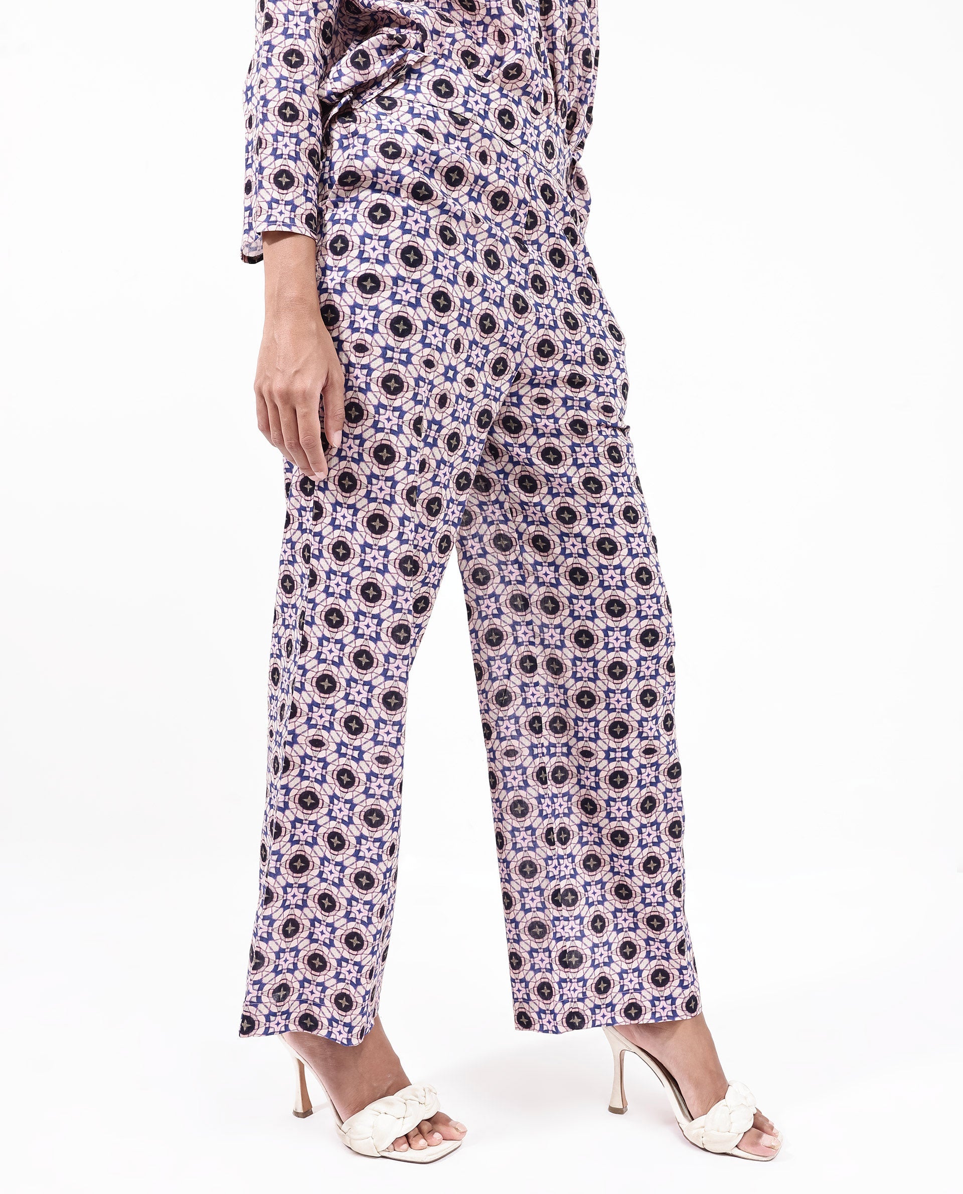 Rareism Women's Bina-B Multi Cotton Blend Paisley Print Ankle Length Straight Fit Trouser