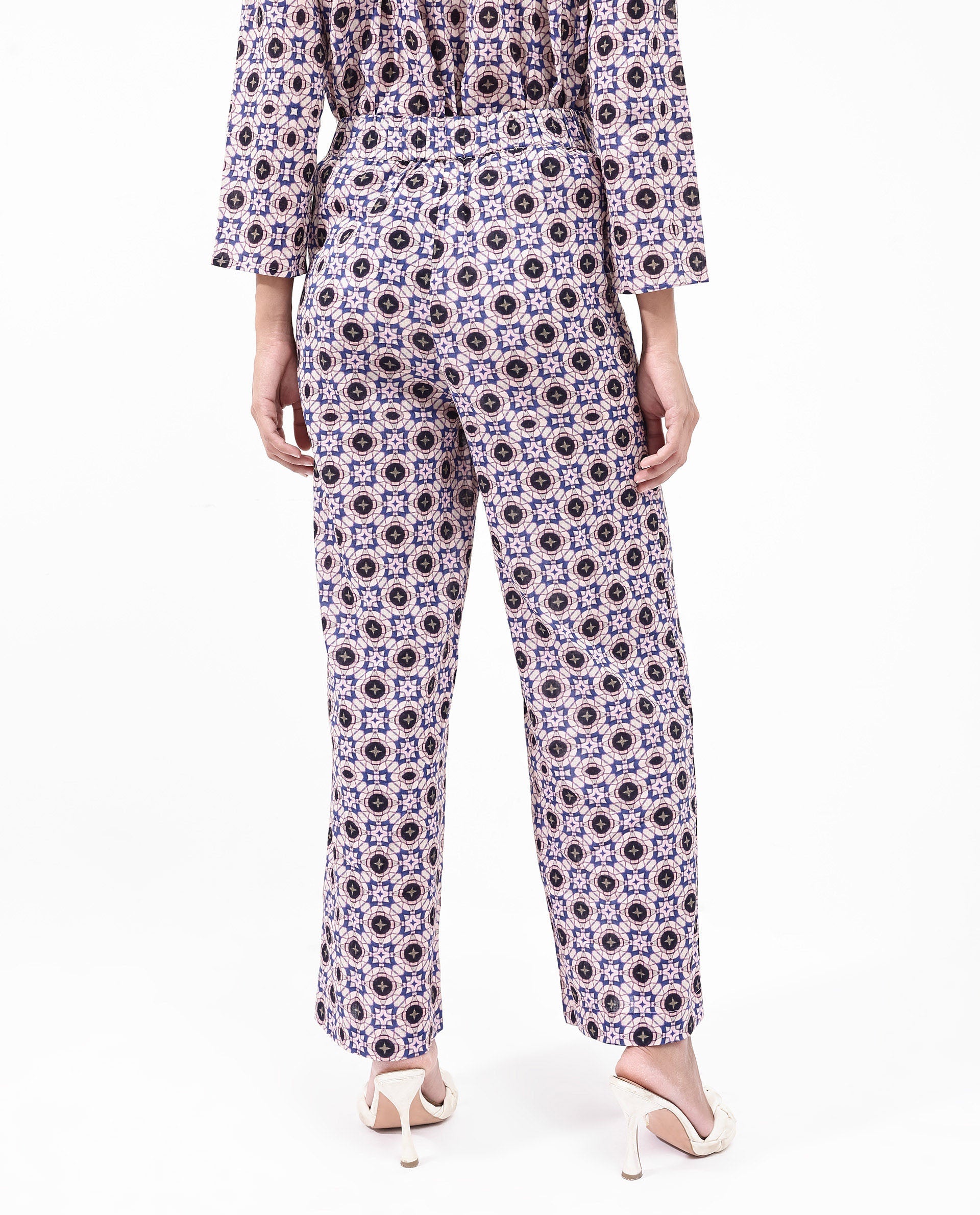 Rareism Women's Bina-B Multi Cotton Blend Paisley Print Ankle Length Straight Fit Trouser
