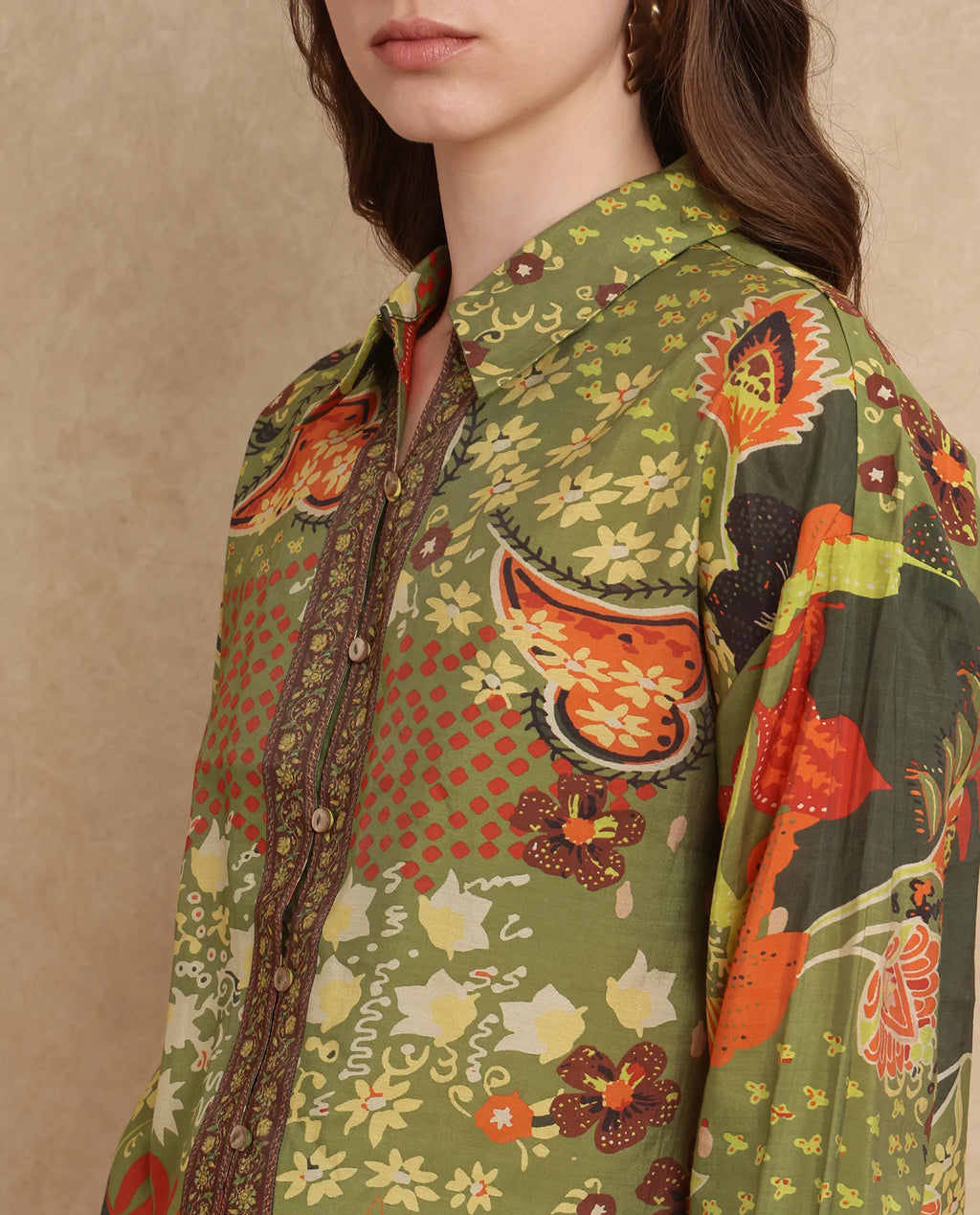 Rareism Women's Ronan Multi Viscose Blend Spread Collar Abstract Print Cuffed Sleeve Regular Fit Shirt