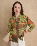 Rareism Women's Ronan Multi Viscose Blend Spread Collar Abstract Print Cuffed Sleeve Regular Fit Shirt