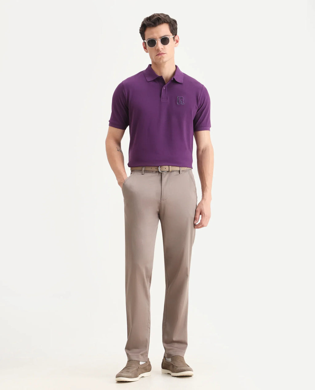 Rare Rabbit Men Hols Dark Beige Cotton Blend Fabric Button Closure Plain Trouser