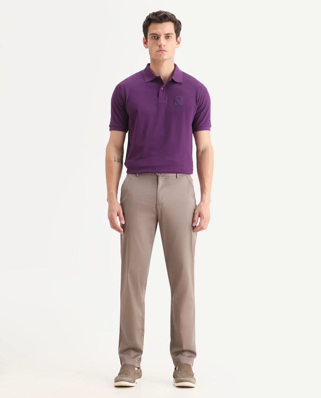 Rare Rabbit Men Hols Dark Beige Cotton Blend Fabric Button Closure Plain Trouser