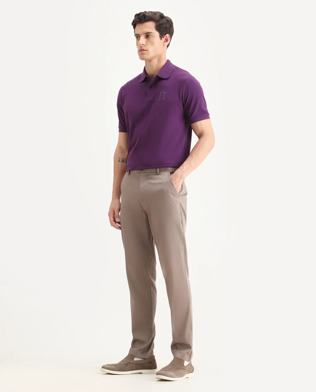 Rare Rabbit Men Hols Dark Beige Cotton Blend Fabric Button Closure Plain Trouser
