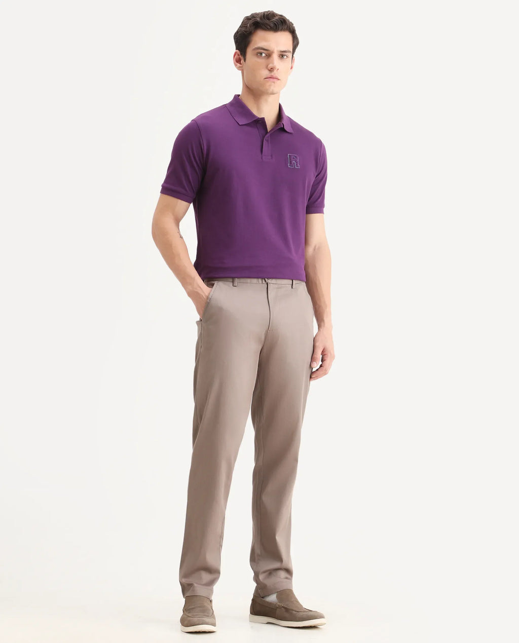 Rare Rabbit Men Hols Dark Beige Cotton Blend Fabric Button Closure Plain Trouser