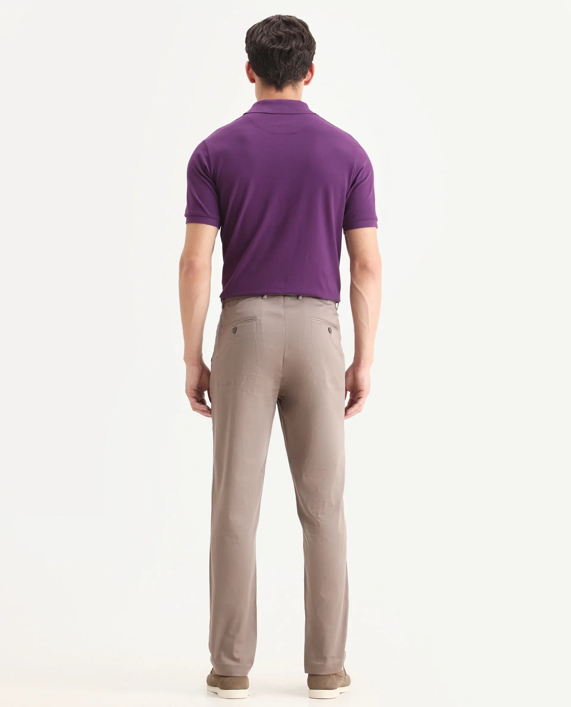 Rare Rabbit Men Hols Dark Beige Cotton Blend Fabric Button Closure Plain Trouser