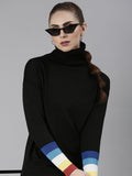 Women's Black High Neck Bodycon Dress