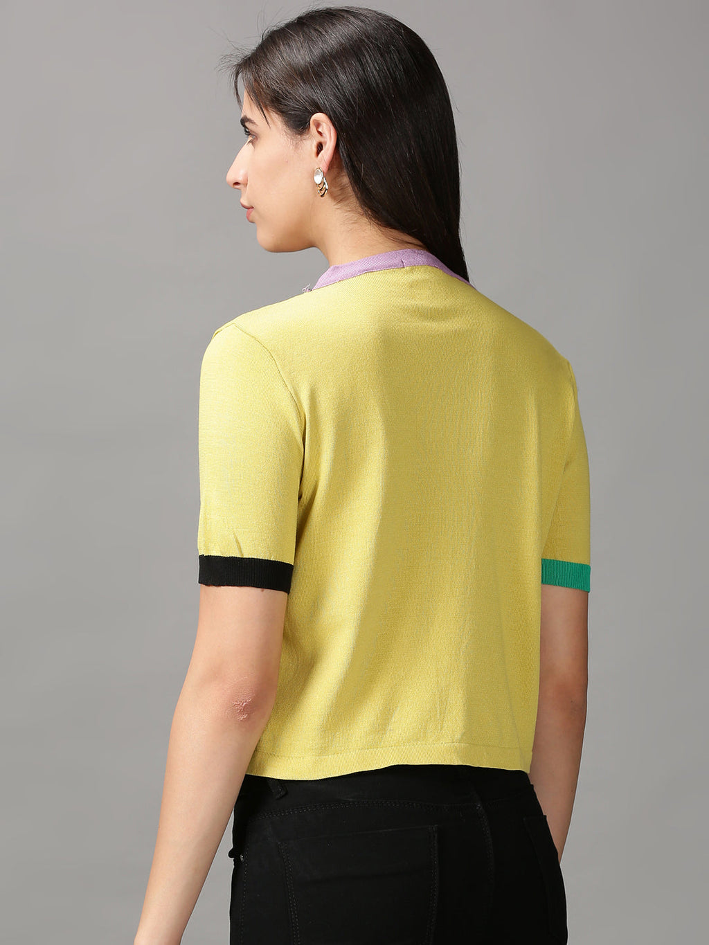Women's Mustard Typography Printed Crop Top