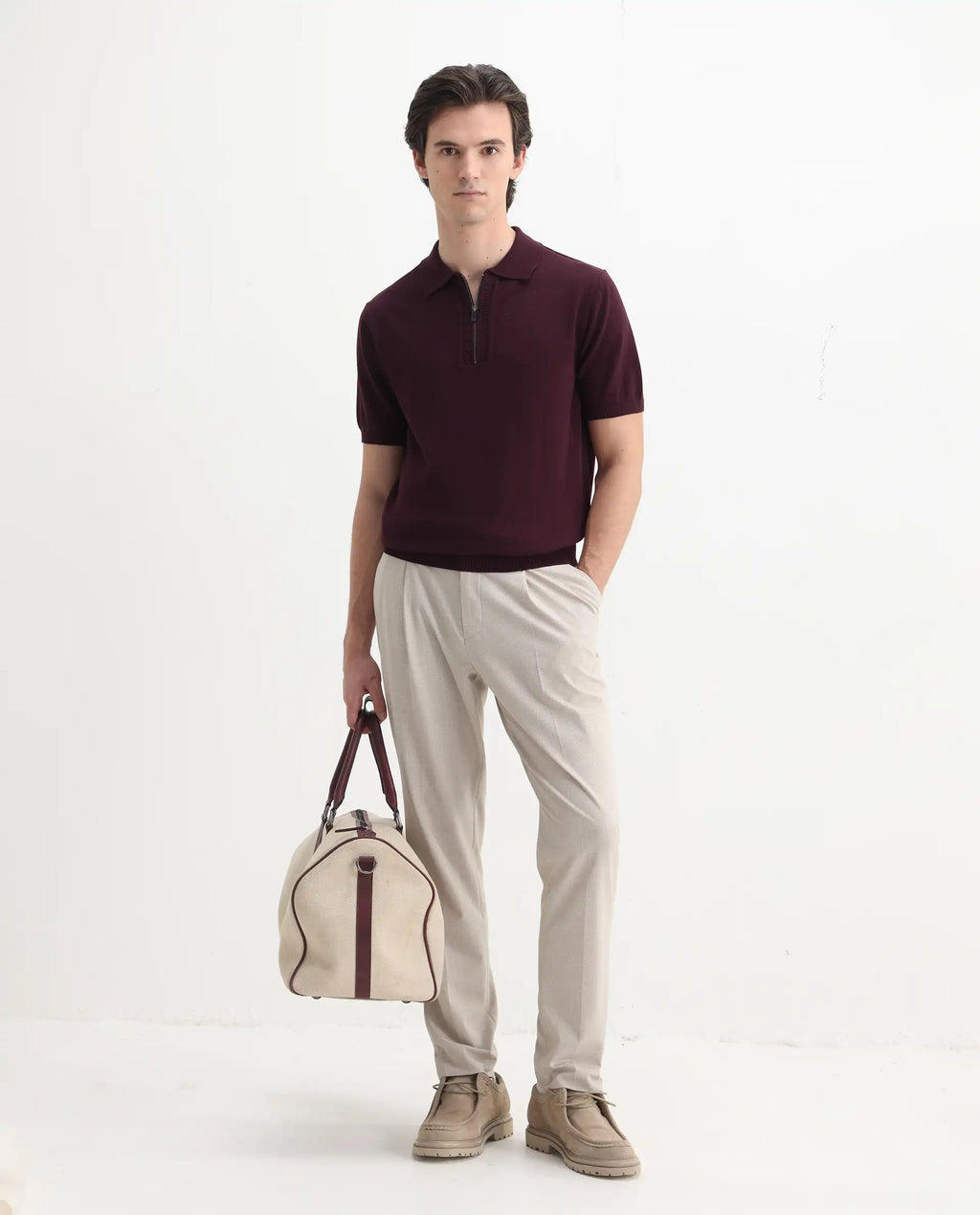 Rare Rabbit Men's Ryd Maroon Cotton Plain Regular Fit Half Sleeve Polo