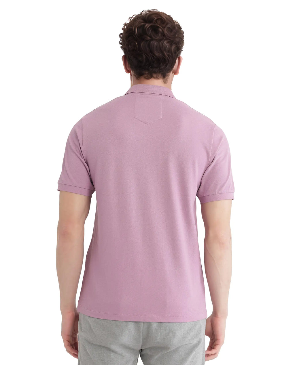 Rare Rabbit Men's Salis-25 Dusky Pink Cotton Plain Regular Fit Half Sleeve Polo