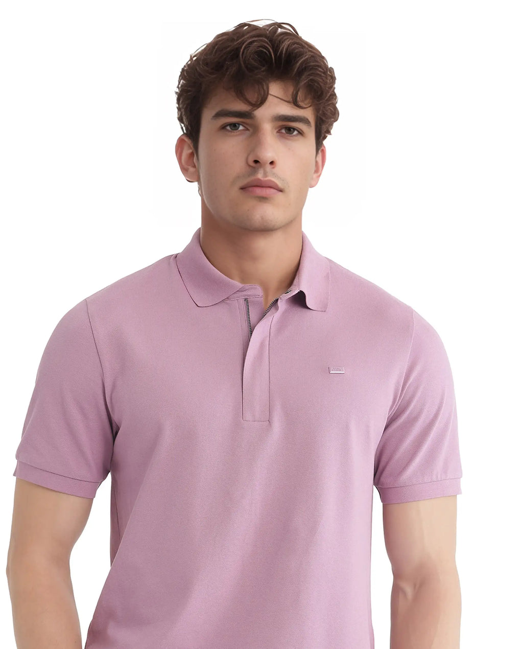 Rare Rabbit Men's Salis-25 Dusky Pink Cotton Plain Regular Fit Half Sleeve Polo