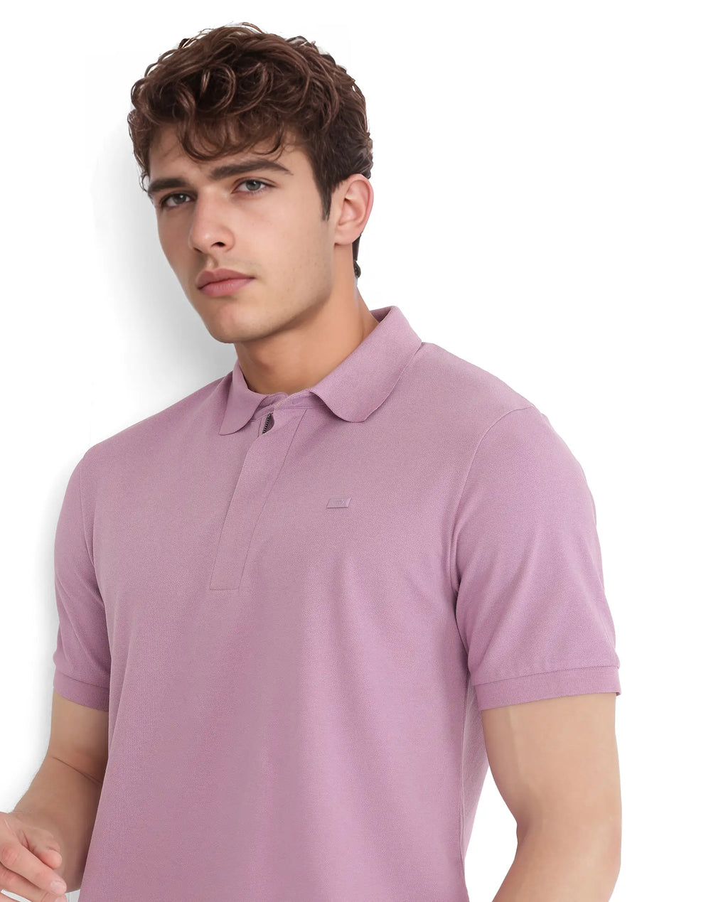 Rare Rabbit Men's Salis-25 Dusky Pink Cotton Plain Regular Fit Half Sleeve Polo