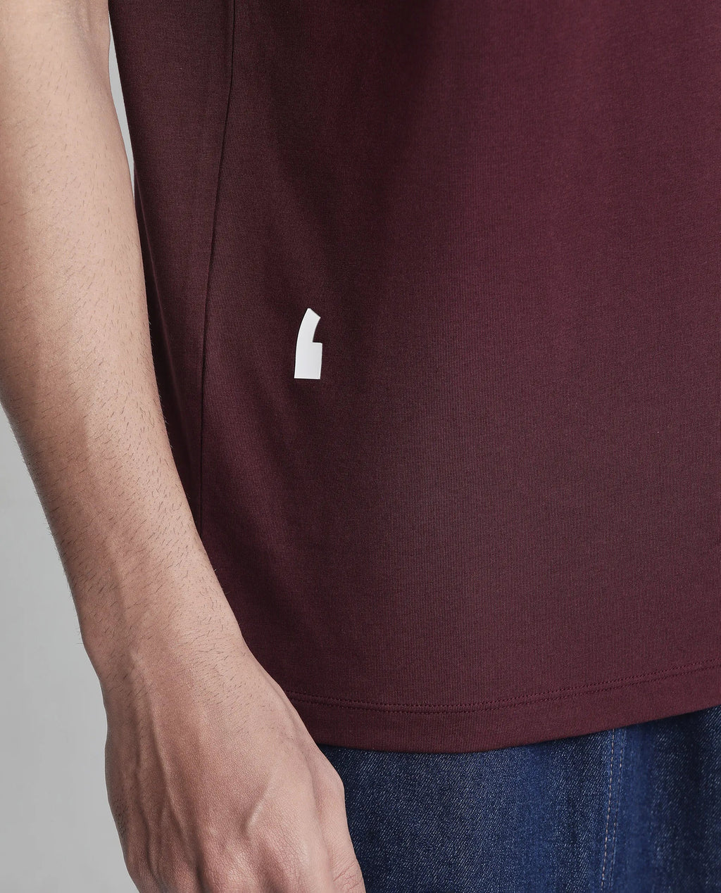 Rare Rabbit Men's Saw Pastel Maroon Cotton Blend Label Print Regular Fit Half Sleeve Crew Neck T-Shirt