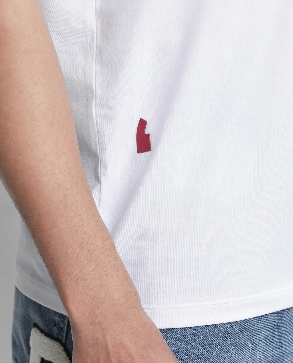 Rare Rabbit Men's Saw White Cotton Blend Label Print Regular Fit Half Sleeve Crew Neck T-Shirt