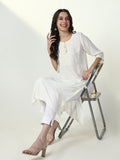 Women's Ethnic White Solid Straight Kurta