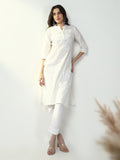 Women's White Solid Straight Kurta