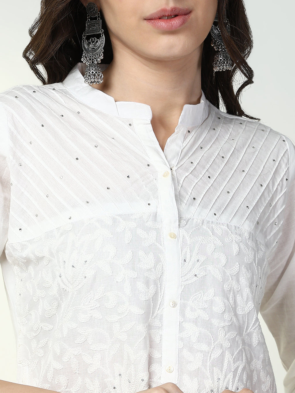 Women's White Solid Straight Kurta