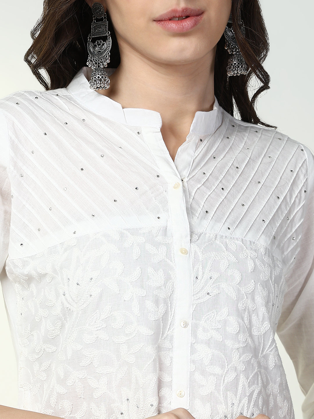 Women's White Solid Straight Kurta