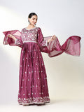 Women's Pink Floral Anarkali Kurta with Dupatta
