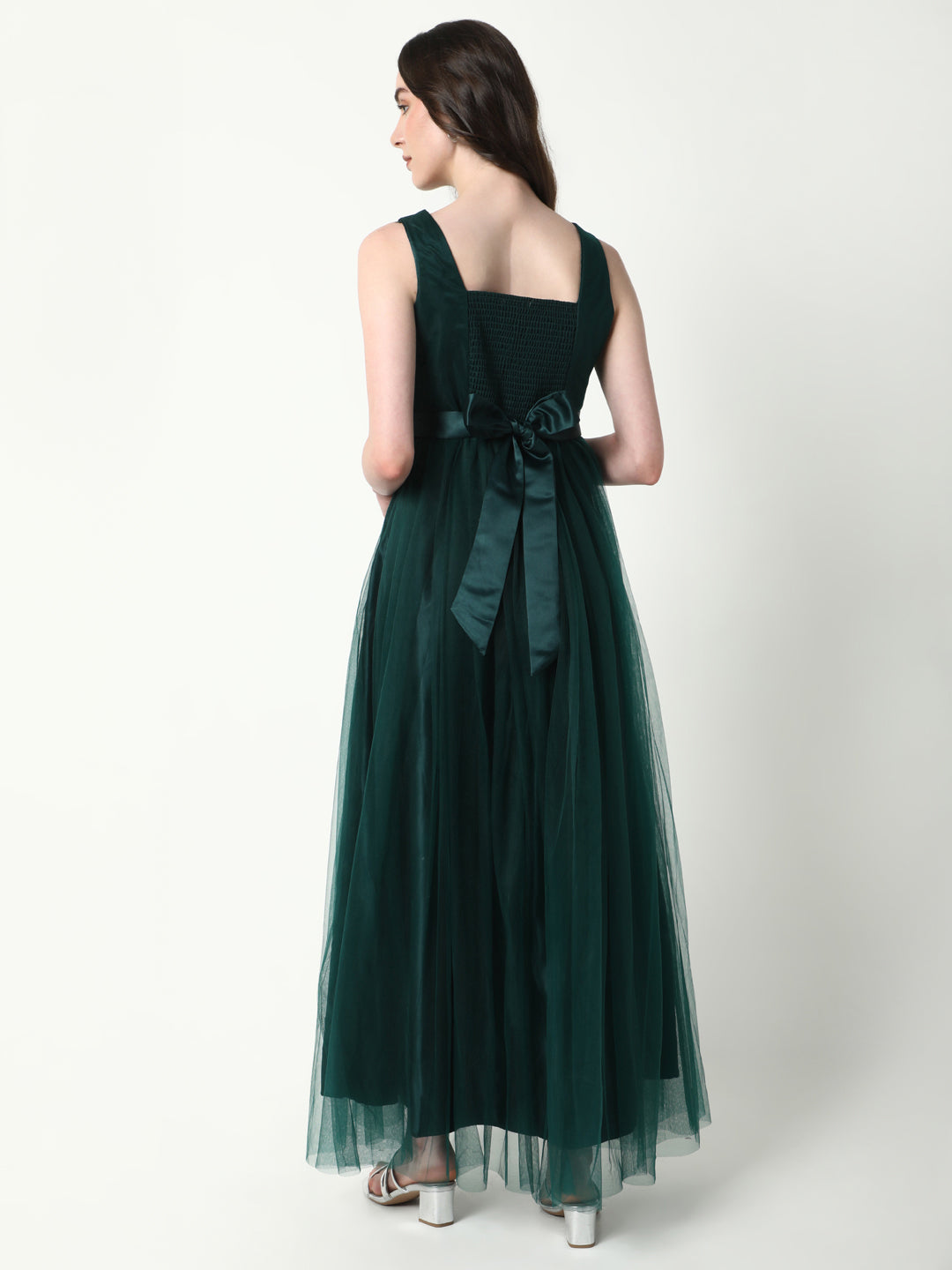 Women's Solid Green Gown Dress