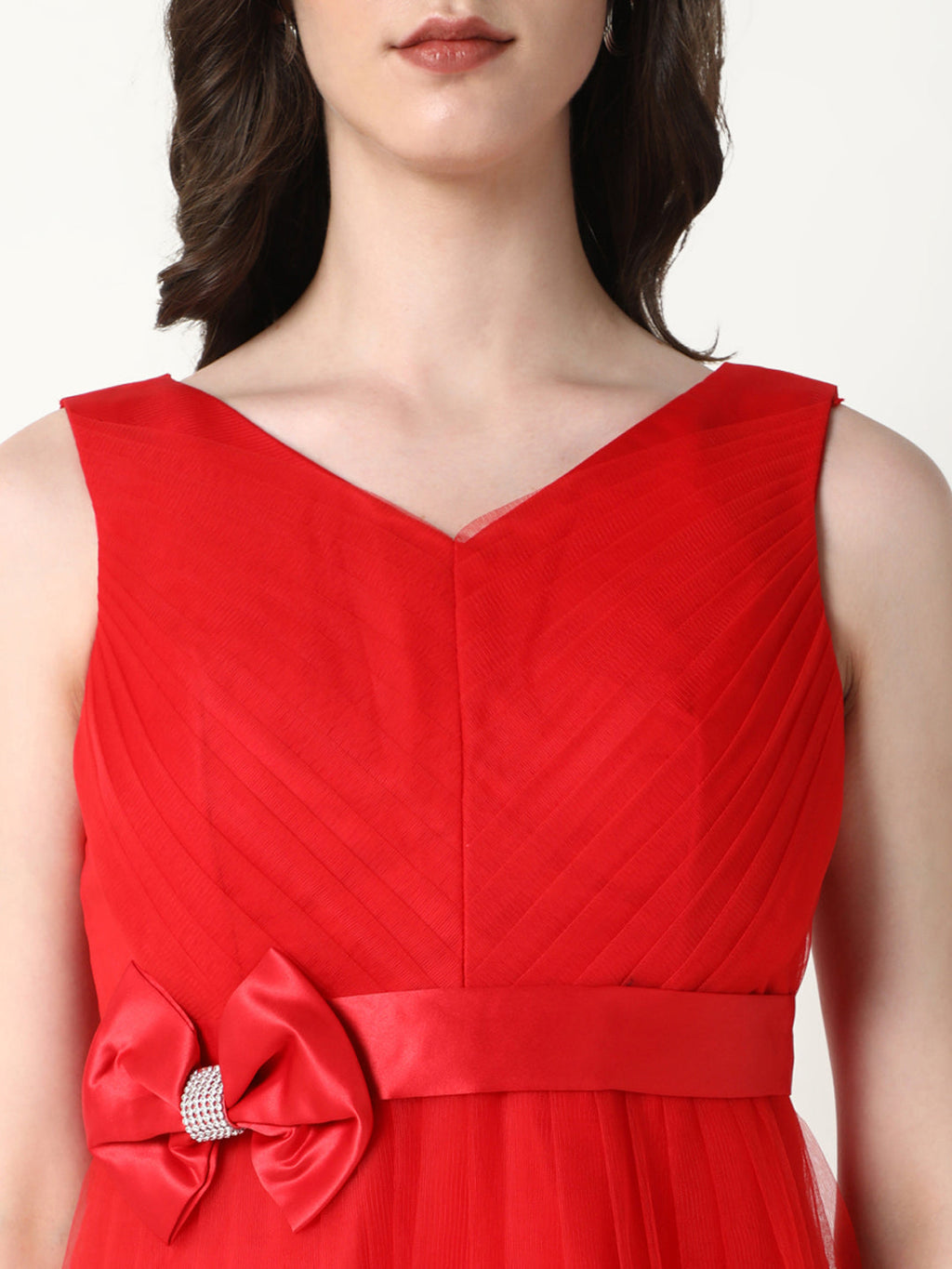 Women's Solid Red Gown Dress