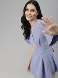 Women's V-Neck Solid Purple Jumpsuits