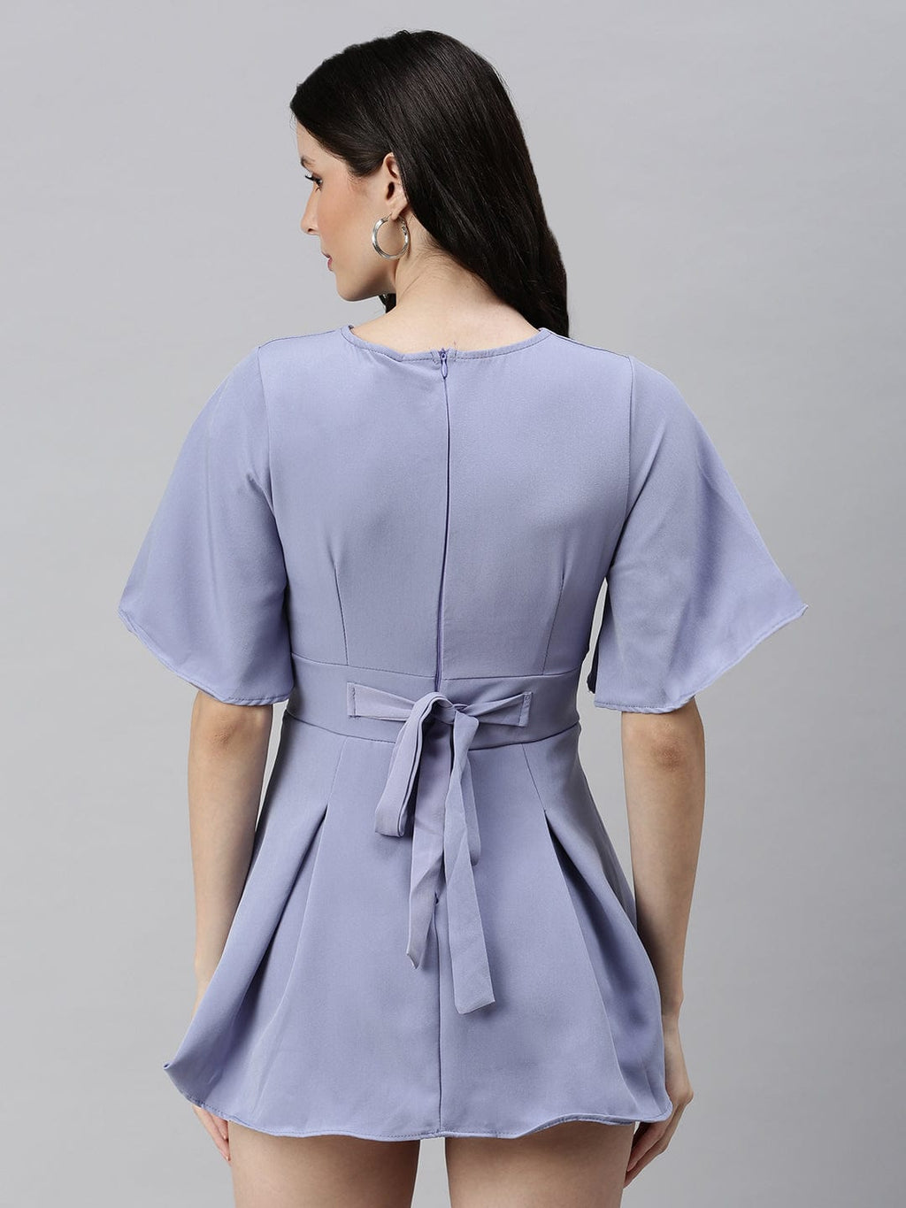 Women's V-Neck Solid Purple Jumpsuits