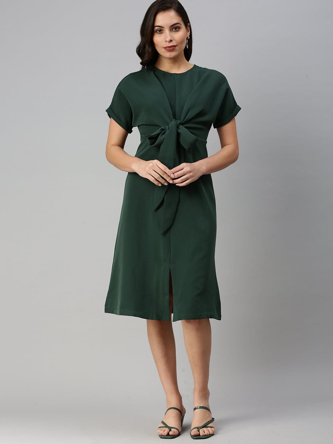 Women's Casual Solid Sheath Green Dress