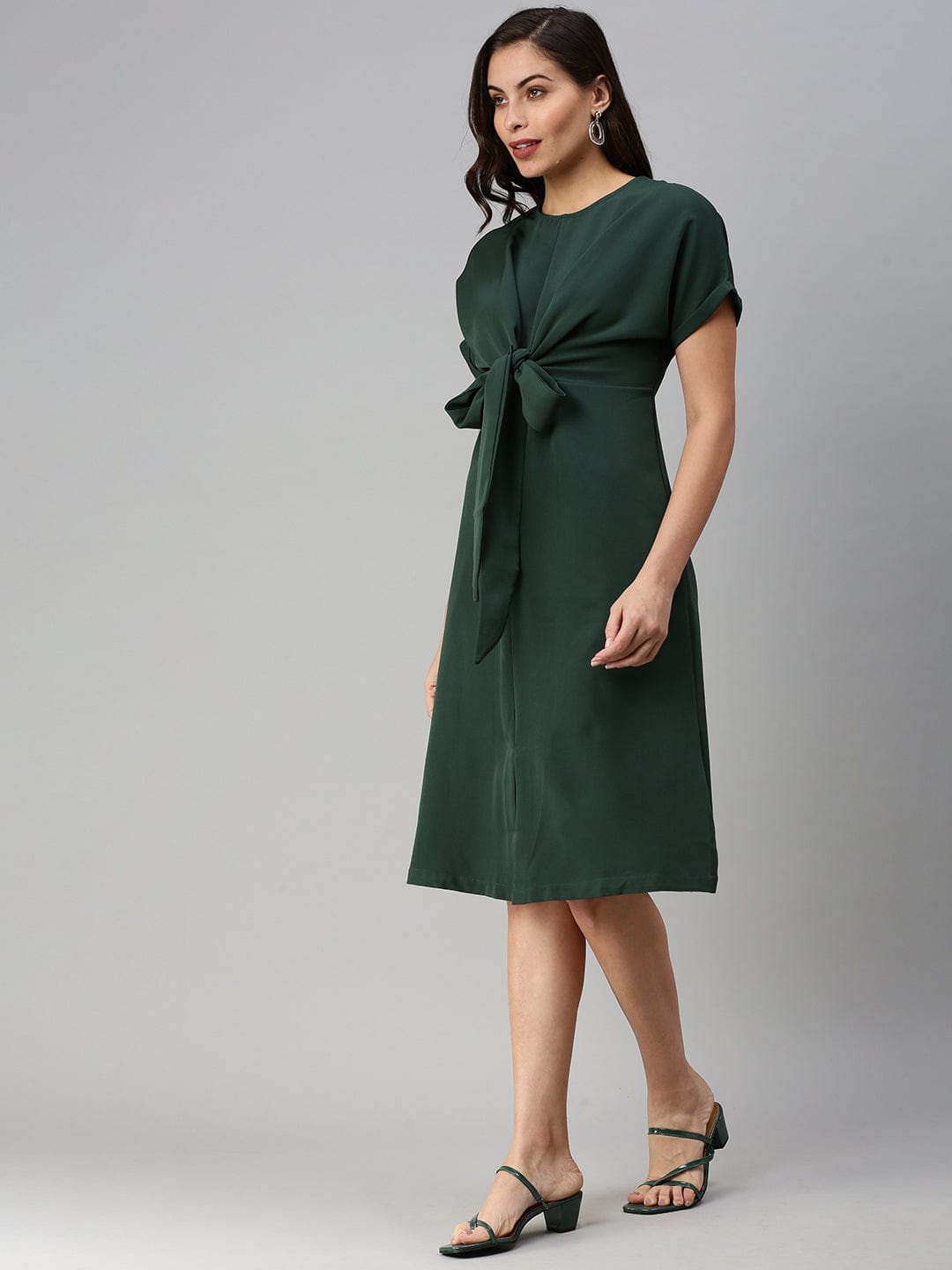 Women's Casual Solid Sheath Green Dress