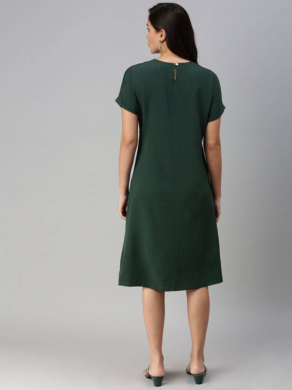 Women's Casual Solid Sheath Green Dress
